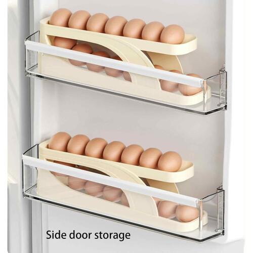 Rolling Egg Tray, 2Layer Refrigerator Egg Tray, Rotating Egg Cup for Refrigerator Container, Chicken Egg Dispenser 1