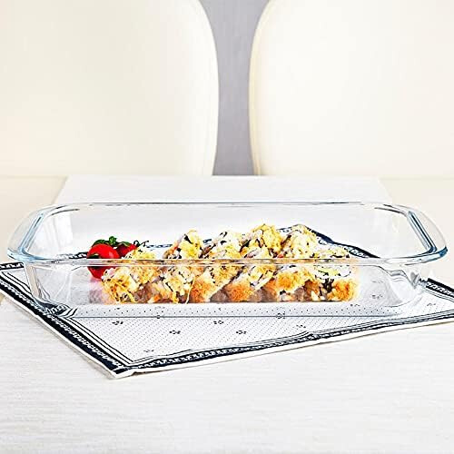 Glassware Rectangular Oven Dish Casserole Bakeware HeavyDuty Oven Dish Glass Lasagne Tray 2