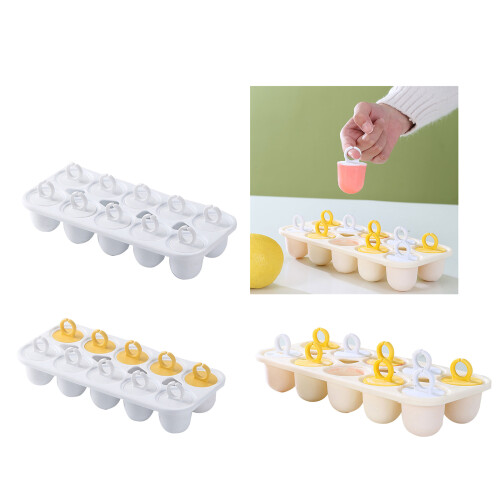 10 Cavity Ice Cream Molds with Ring Stick Handle Reusable Ice-1 2