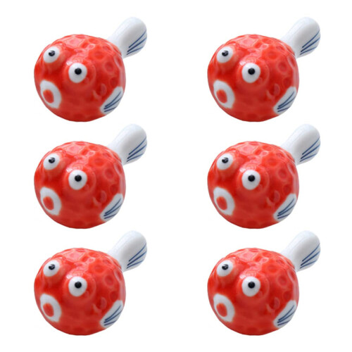 Set of 6 Ceramic Pufferfish Chopstick Rest Ceramic-Orange