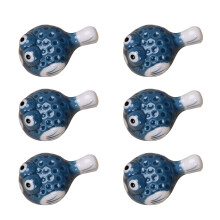 6 Pieces Cute Pufferfish Shaped Ceramic Chopstick Rests-Gray