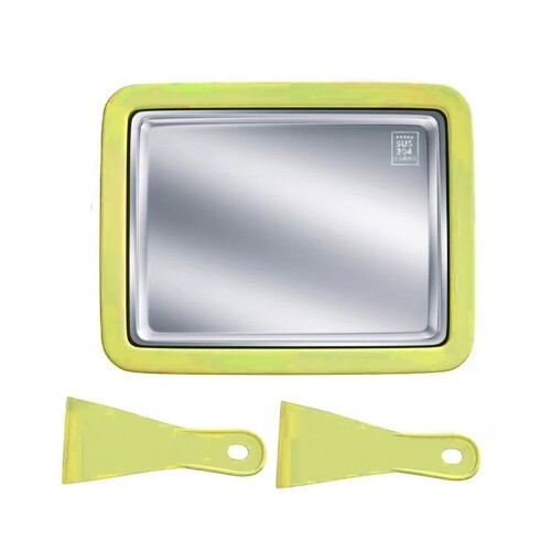 Ice Cream Roller Plate with 2pcs Spatulas for Handmade-Green L