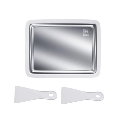 Ice Cream Roller Plate with 2pcs Spatulas for Handmade-White L
