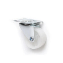 Furniture Caster 1.25 Inch White Plastic Wheel Flat Bottom Universal, 4 Pcs Small Industrial Caster