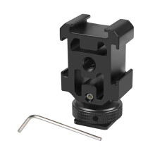 Triple Hot Shoe Mount Adapter Bracket Stand Holder For Cameras, LED Video Lights, Microphones, Flashes