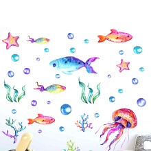 Leuchtende Meerestiere Wandtattoos - Eine zauberhafte Unterwasserwelt voller Glanz und Fantasie, die Ihre Wände in ein Traumland verwandelt