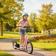 HOMCOM Teen Scooter Adjustable Height Dual Brakes Rubber Wheels Kickstand, Pink