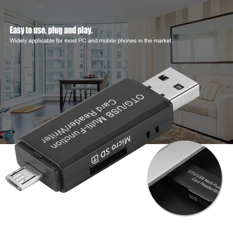 Otg Usb Combo Card Reader For Sd/Micro Sd, 2-In-1, Black 6951364104320