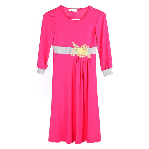 TH603 Muslimisches Mädchen Langkleid, Milchseide, rot 90cm 2