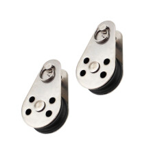 Pulley Wheel 2 Pcs Stainless Steel With Nylon Rope Block Tackle For Heavy Load Lifting And Rigging Corrosion Resistant