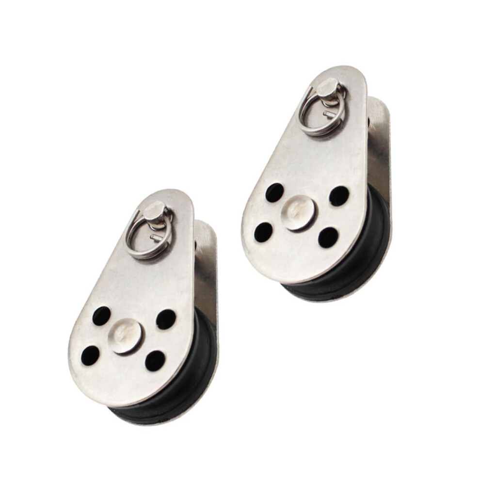 Pulley Wheel 2 Pcs Stainless Steel With Nylon Rope Block Tackle For Heavy Load Lifting And Rigging Corrosion Resistant 9067246067809