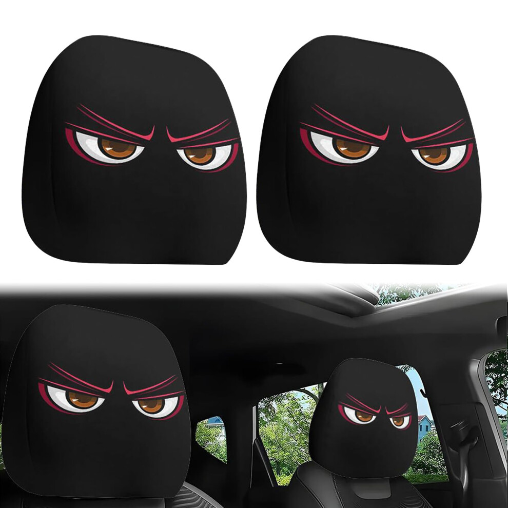 Car Headrest Covers 1 Pair, Funny Cartoon Style, Spooky Car Seat Slipcover, Front Seat Protector (B) 9105992420247
