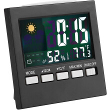 Weerstationklok, binnen- en buitenthermometer met full-color lcd-scherm, multifunctionele temperatuur- en vochtigheidswekker met