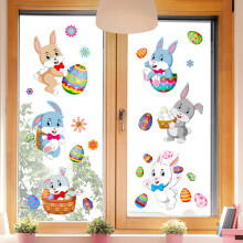 Easter Window Clings, Bright Color High Quality Spring Decoration with Double Sided Printed, Easy Use Clean Stickers for Smooth Surface Application