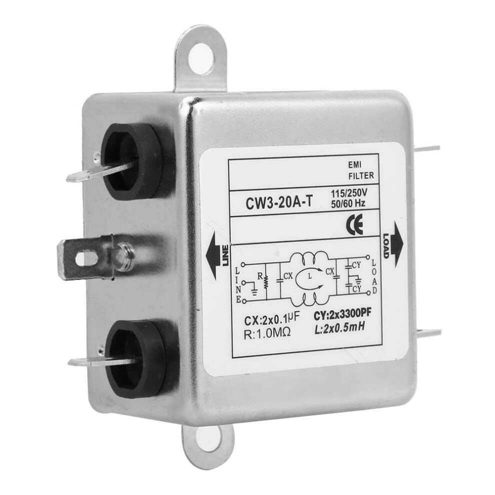 Cw3-20A T Single Phase Power Emi Filter 115V/50-60Hz, 20A, Compact 3101364108009