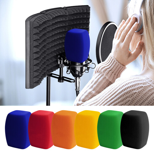 Dense Sponges Quadrilateral Microphones Protectors-Black 2