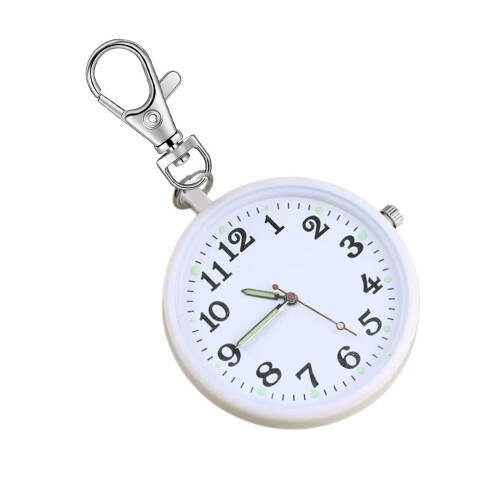 Travel Friendly Pocket Watch Keychain Hook Oversized-White