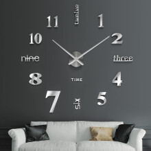 Silent Movement Modern 3D Wall Clock, Adjustable Diameter 60-120cm, Silver Mirror Finish, Easy Installation, Suitable for All Smooth Walls, Decorative