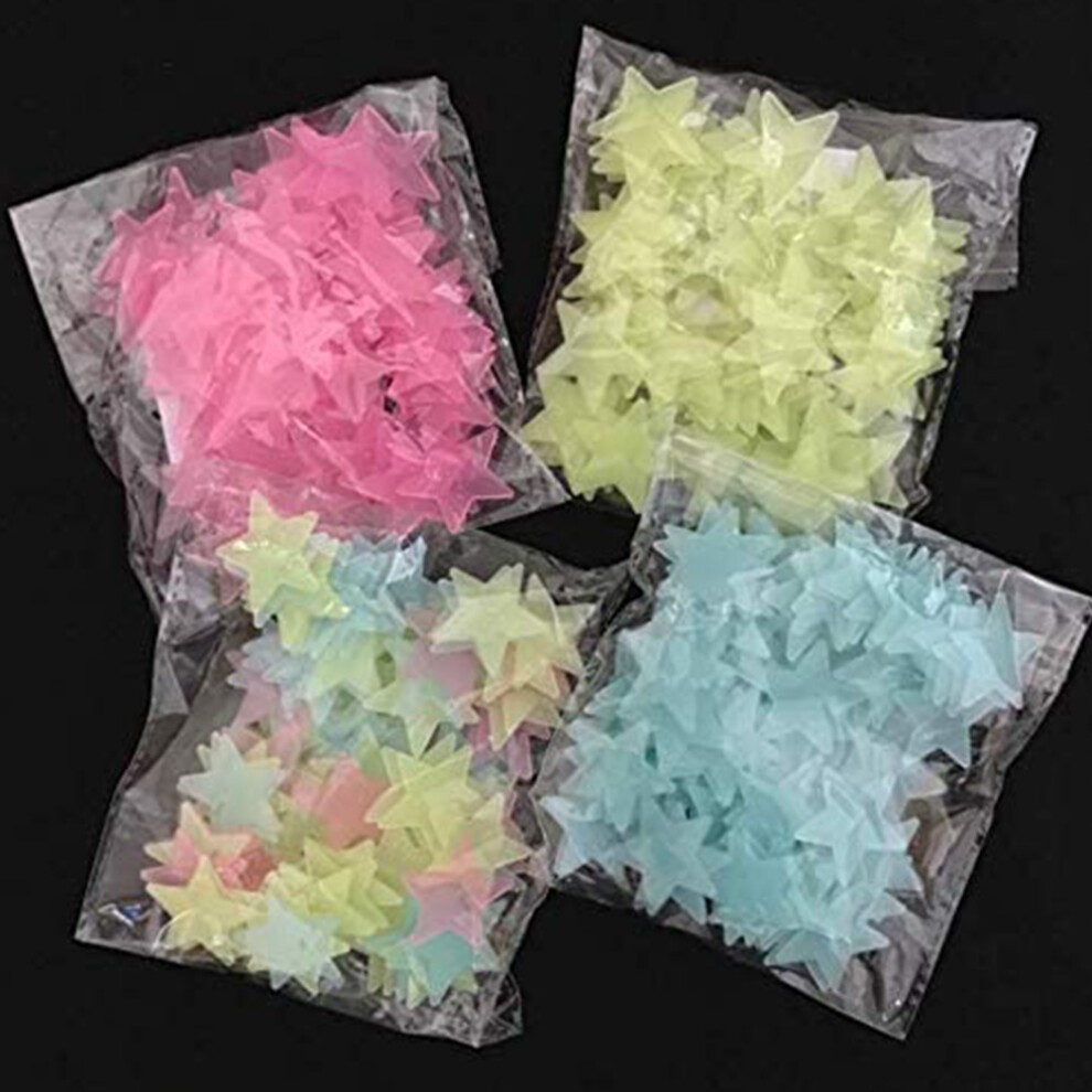 Luminous Stars Glow In The 3D Stars For A Mesmerizing Home Art Decor Experience, Fluorescent Noctilucent Plastic Wall Stickers That Enchant Kids Dark