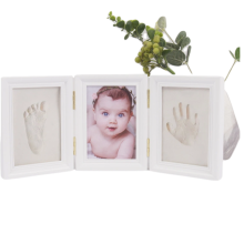 Kit per impronte di manine di neonati in legno, argilla atossica per impronte, delicato per i neonati, ricordo prezioso, cornice versatile per