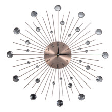 Stylish 3D Rose Gold Crystal Wall Clock, Modern Metal Wall Clock with Precise Movement Ensures Accuracy, Quiet Decor for Living Room Bedroom