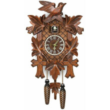 Hand Carved Cuckoo Clock, Half and Full Hour Strike with Traditional BIRD AND LEAF Black Forest Cuckoo Clock Aesthetic and European Wooden Wall Clock