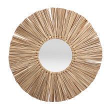 Sustainable Natural Materials Woven Mirror with Farmhouse Aesthetic and Versatile Home Decoration Features, Clear Imaging Wall Hanging Mirror for Stud