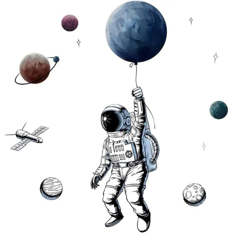 Stellar Explorer, High-Quality PVC Outer Space Theme Wall Sticker For Removable Peel And Stick Waterproof DIY Decoration, Customizable Non-Toxic Taste