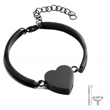 Commemorative Urn Bracelets for Ashes Adjust Heart Locket-Black