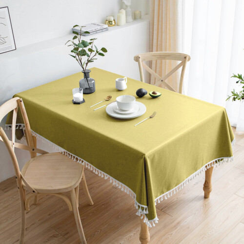 Modern  Tablecloth for Dining Room, Cotton Linen Blend-Blue 2