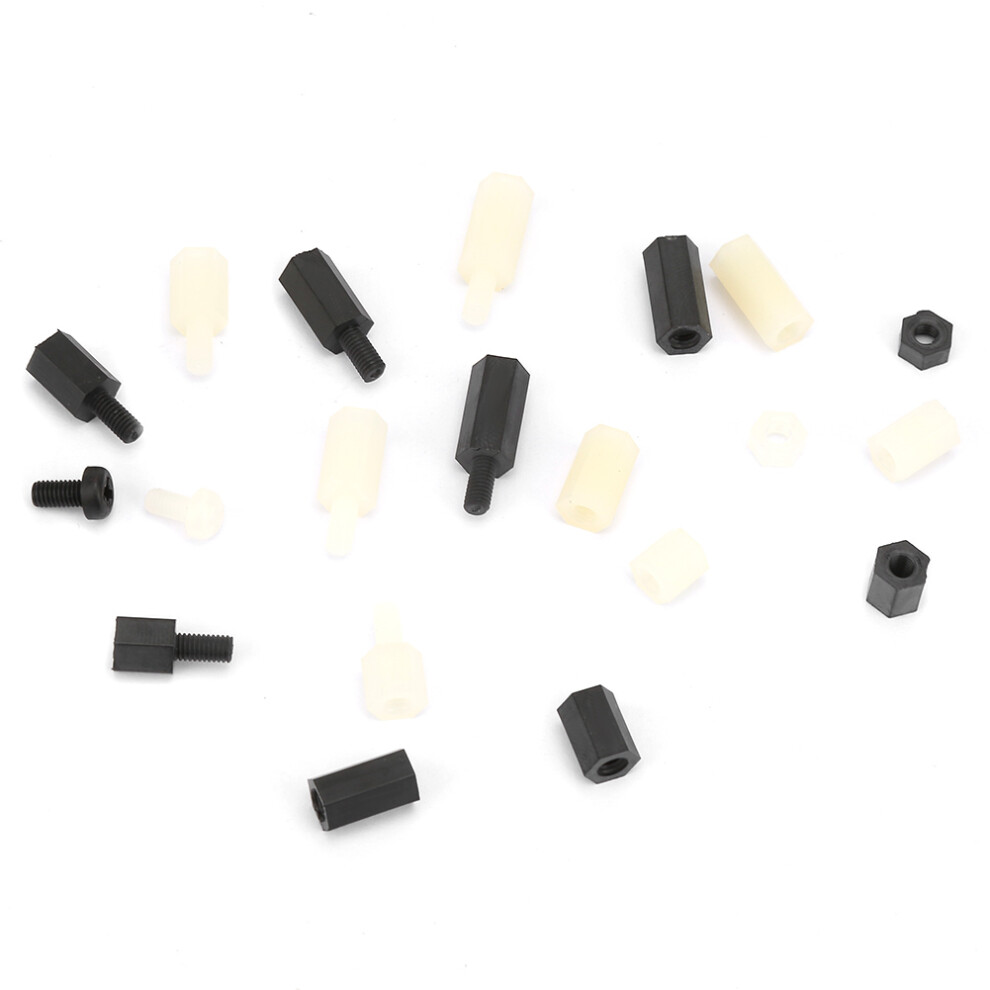 300Pcs Nylon M3 Hex Standoff Kit With Nut & Cross Screw - Black & White 6921364113288