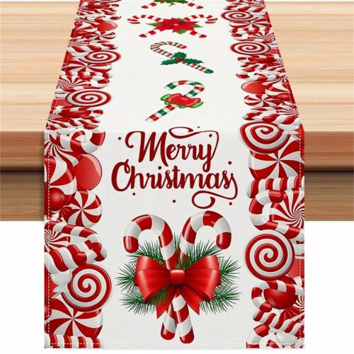 Holiday Cane Tablecloth Decoration For Coffee Table Rectangular