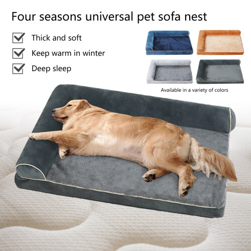 Pet Sofa Bed for Small Dogs with Double Headrest-Light Grey S 2