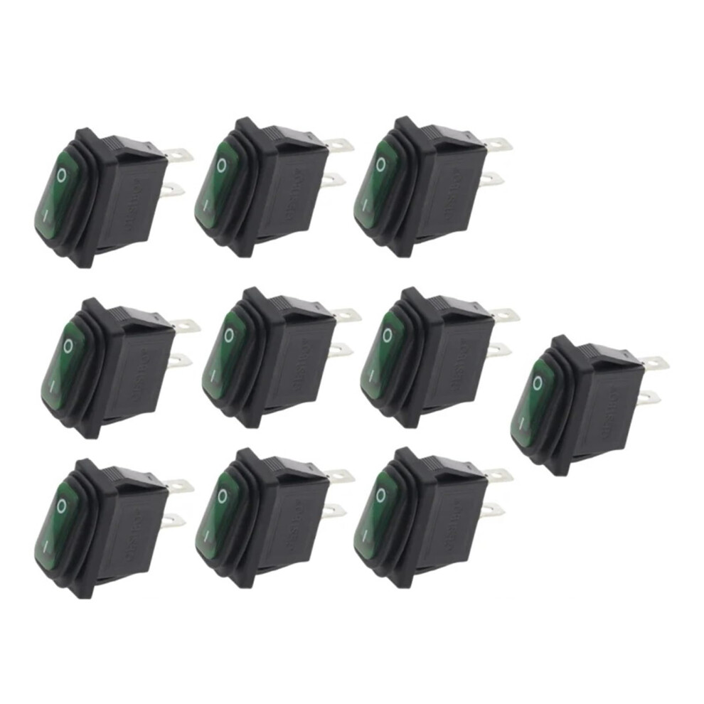 34X17.5mm Kcd3 No 2D2p Rocker Switch Onoff 2Pin 2Position 15A 250Vac/20A 125Vac 10Pcs Green/Light 9323874212630