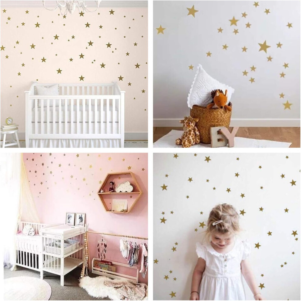 Removable Vinyl Stickers For Kids Room, Wall Decal Polka Dot Circle Decor For Playroom Nursery And Bedroom, Easy To Peel And Stick Round Decals F Gold