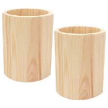 2Stk Holz Stiftehalter Geometrischer Sukkulententopf