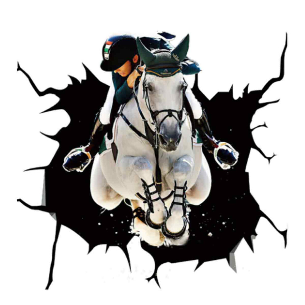 Funny 3D Horse Crack Car Sticker, Cute & Life-Like Personalized Decoration, Easy To Install Waterproof Automotive Decals For Car Window Truck Bumper L 9094122741416