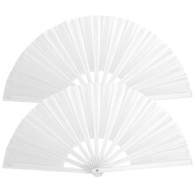 Chinese Hand Fan 13 Inch Foldable 2Pack White Smooth Open Close For Rave Festival Tai Chi Kung Fu Performance Gift