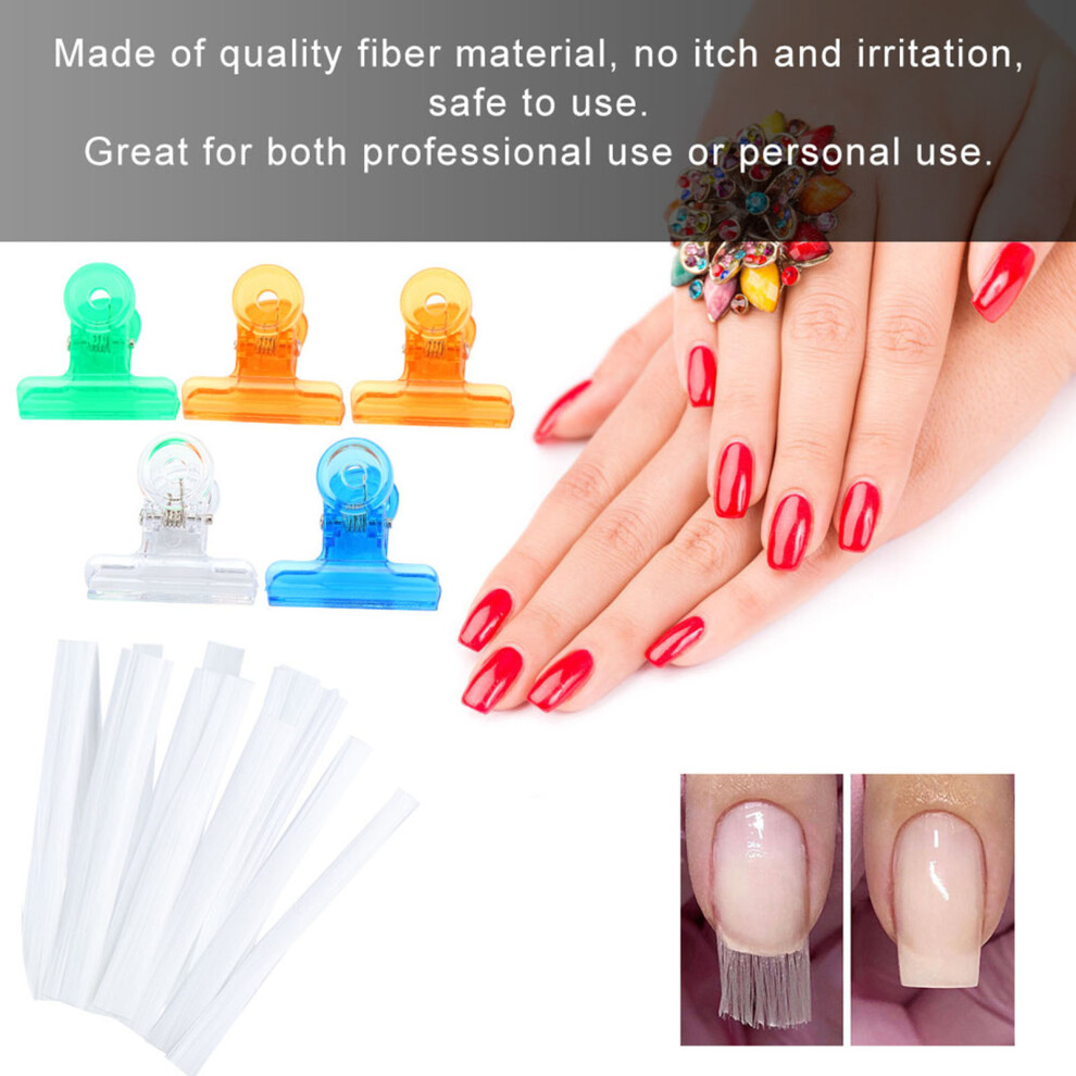 10pcs Nail Extension Fiberglass Set with 5 Clips for Natural Look