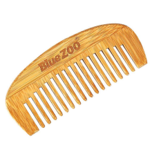 12 cm langer, tragbarer Mini-Haarkamm aus natürlichem Bambusholz in gebogener Halbmondform