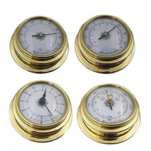 4-teiliges Set aus Bootsbarometer, Uhr, Thermometer, Hygrometer und Wetterstation zur Wandmontage, Messing