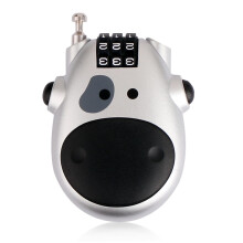 AntiTheft Telescopic Wire Lock With Cute Cow Design 3 Digit Combination Security Lock For Luggage And Bike Silver