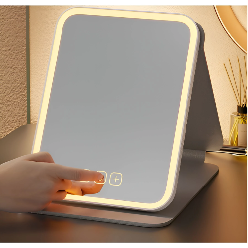 Foldable Led Makeup Mirror with Travel-Friendly Design, Dimmable Touch Control, Three Color Temperature Modes, Multi-Lighting Options, Adjustable Brig 2