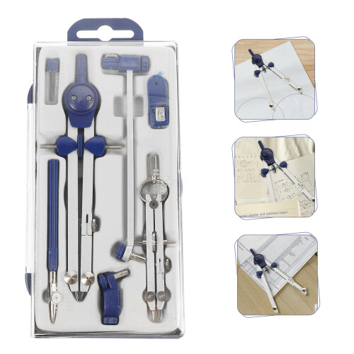 1 set 7pcs multifunctional drawing compasses practical tools blue 2