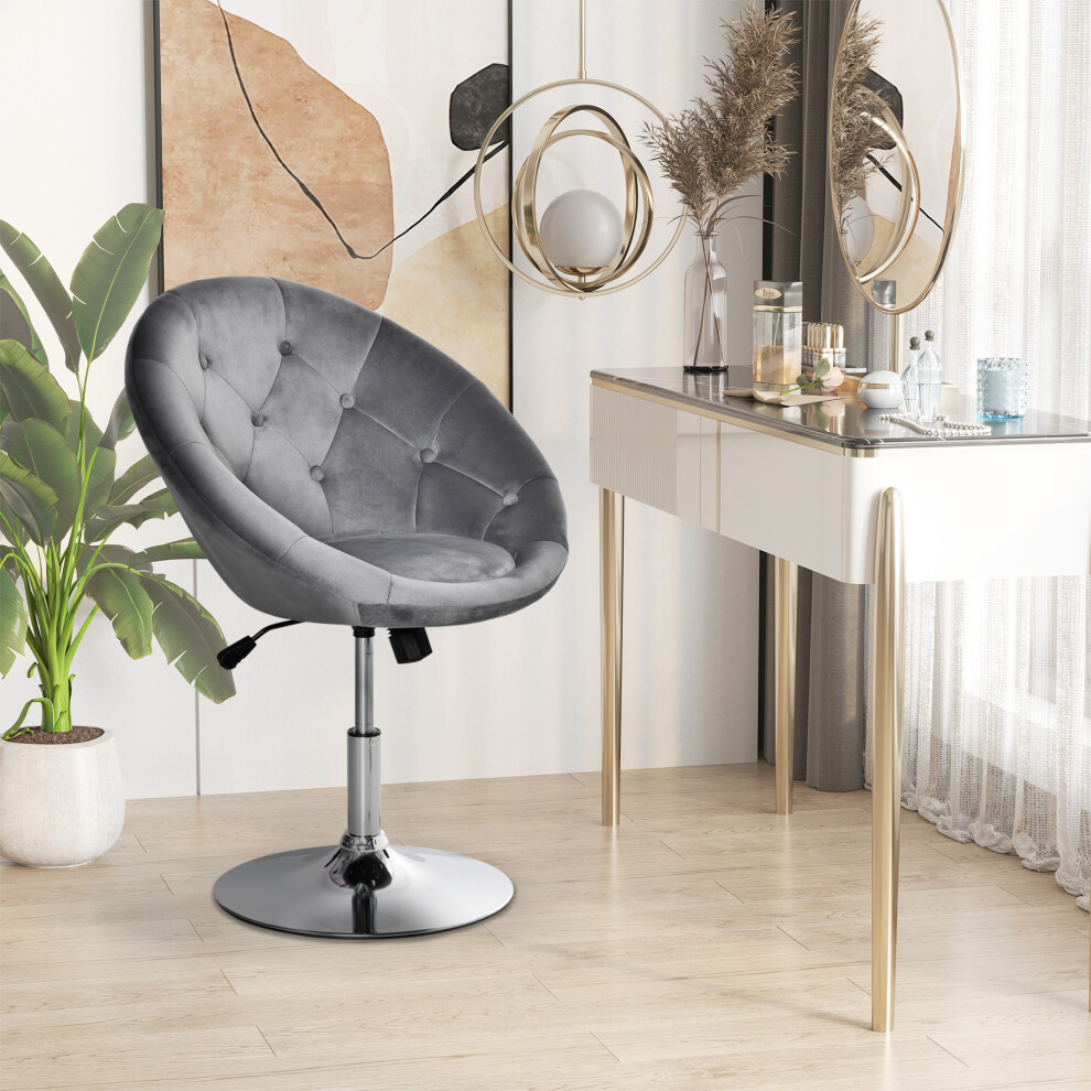Homcom Swivel Dining Height Bar Stool Adjustable Armless Tub Chair Grey