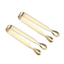 Stainless Steel Sugar Cube Tongs 2Piece Set Ice Cube Tong Gold Electroplated Finish For Restaurant Bar Party Use
