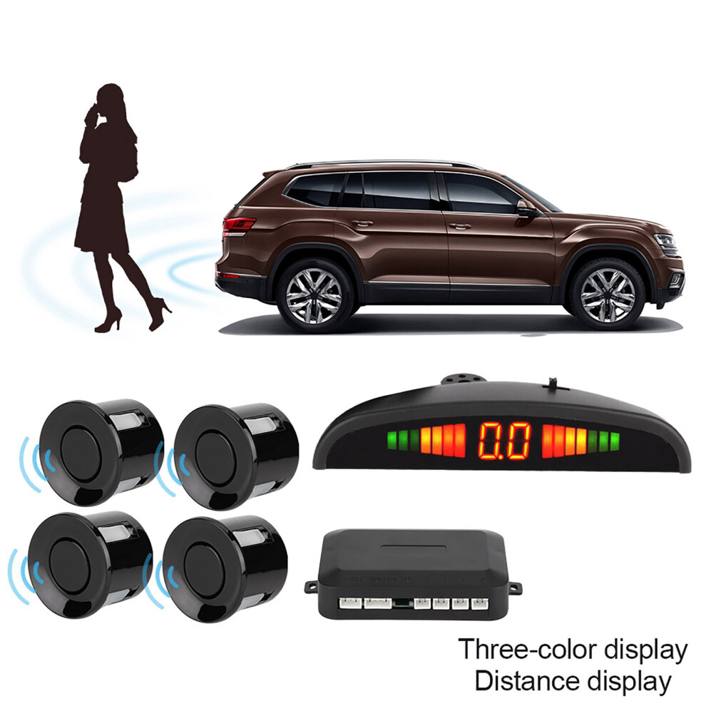 4 Parking Sensors Buzzer Car Reverse Backup Rear Radar Led System Sound 9371364122860