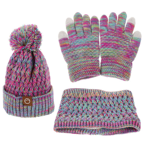 conjunto de inverno com chapéu, luvas e cachecol fleece
