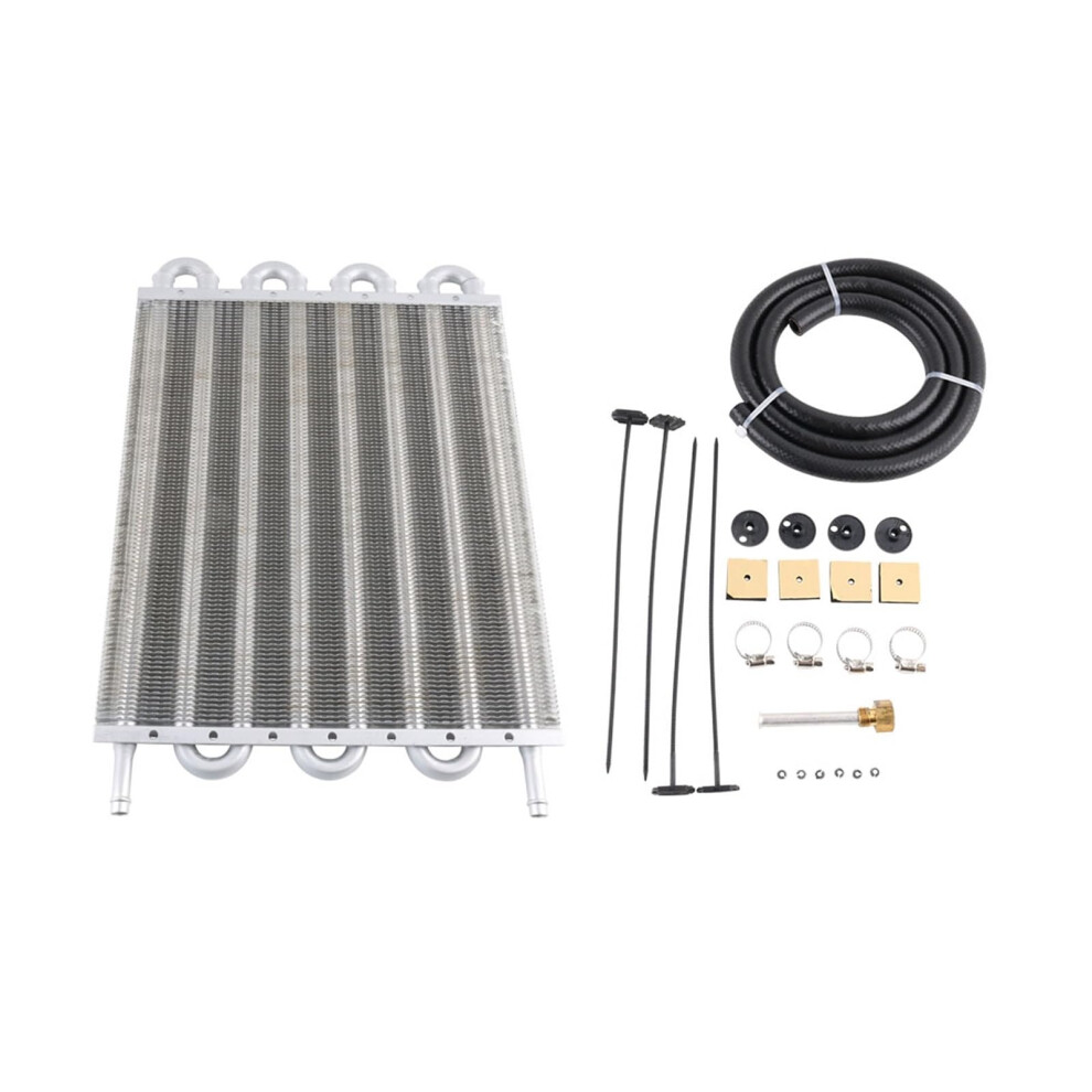 4 Row 6 Row 8 Row Aluminum Universal Oil Cooler Kit For Car Auto And Manual Transmission Radiator Converter Silver 9323874213545