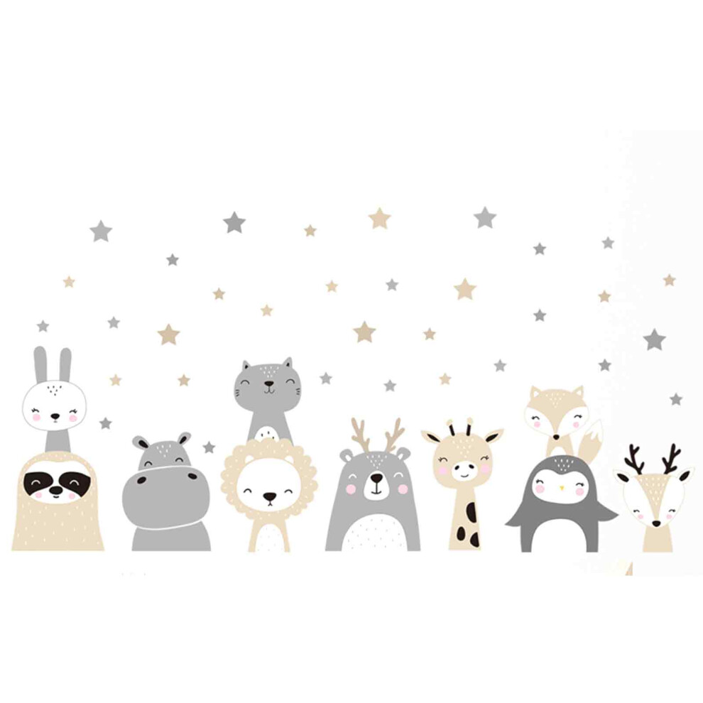 Dschungel Cartoon Tiere Wandtattoo, DIY Abnehmbar Kinderzimmer Deko Wandaufkleber Waldland Giraffe Löwe Set für Kinder, Babyzimmer Wohnzimmer
